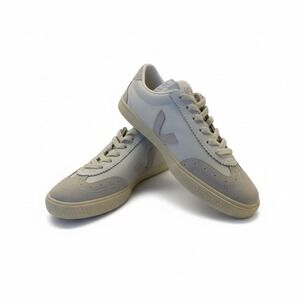 Veja Campo Sneakers Women Size 8 Leather White Grey Lace Up Casual